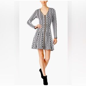INC International Concepts Black and White Geometric Dress
